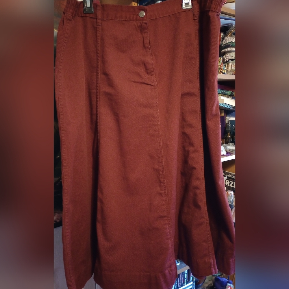 Roaman's Deep Red Maxi Jean Skirt
